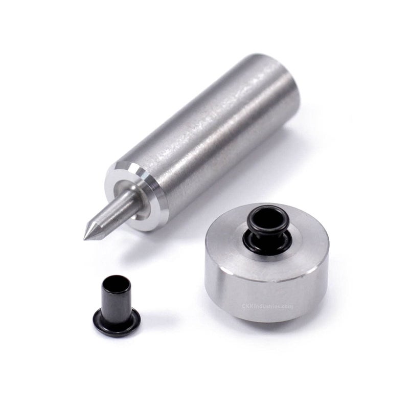 HolsterSmith Eyelet Setting Tool & Eyelet Combo - (1) [ #6 3-Piece Eyelet Setting Tool (3/16 Inch) ] + (100) [#6-9 Black Eyelets (3/16 Inch Diameter)] - for Holster Making, Sewing, Tents, Banners, Sails, etc. - Image 4
